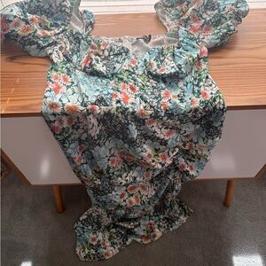 PrettyLittleThing Blue and Green Floral Dress